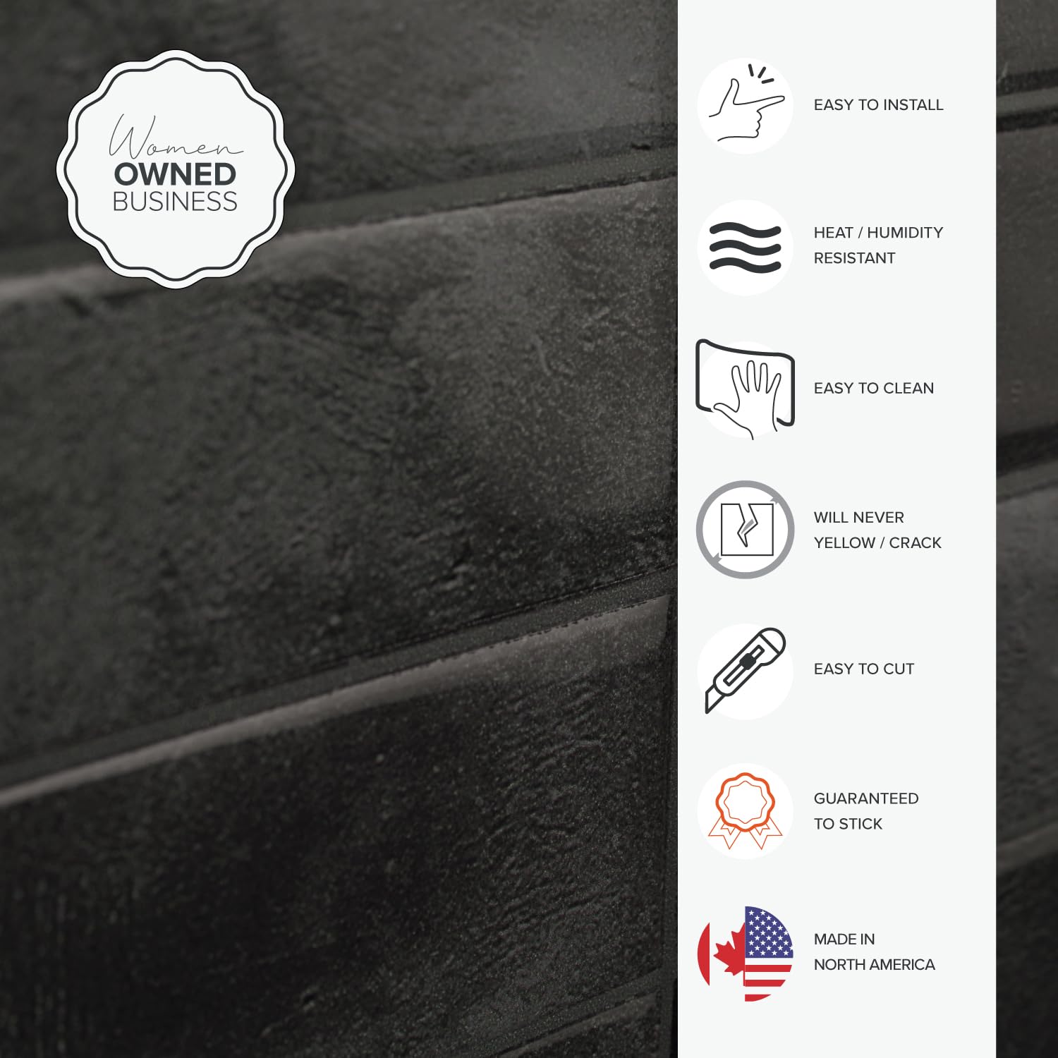 Smart Tiles Peel and Stick Backsplash - 5 Sheets of 11.43''x9'' - 3D Adhesive Peel and Stick Tile Backsplash for Kitchen, Bathroom, Wall Tile, Zaida Black