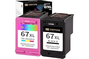 JINTUM Remanufactured Ink Cartridges Replacement for HP Ink 67 67XL for 2755e 2700 2752e 2752 2742e 4155e 4100 4158e 4152e 4500 6055e 6055 6000 6455e 6458e Printer (1 Black, 1 Tri-Color)