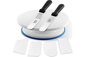 Anaeat 11 Inch Cake Decorating Kits, Revolving Cake Turntable Stand with 2 Icing Spatula and 4 Icing Smoother, Durable Cake D