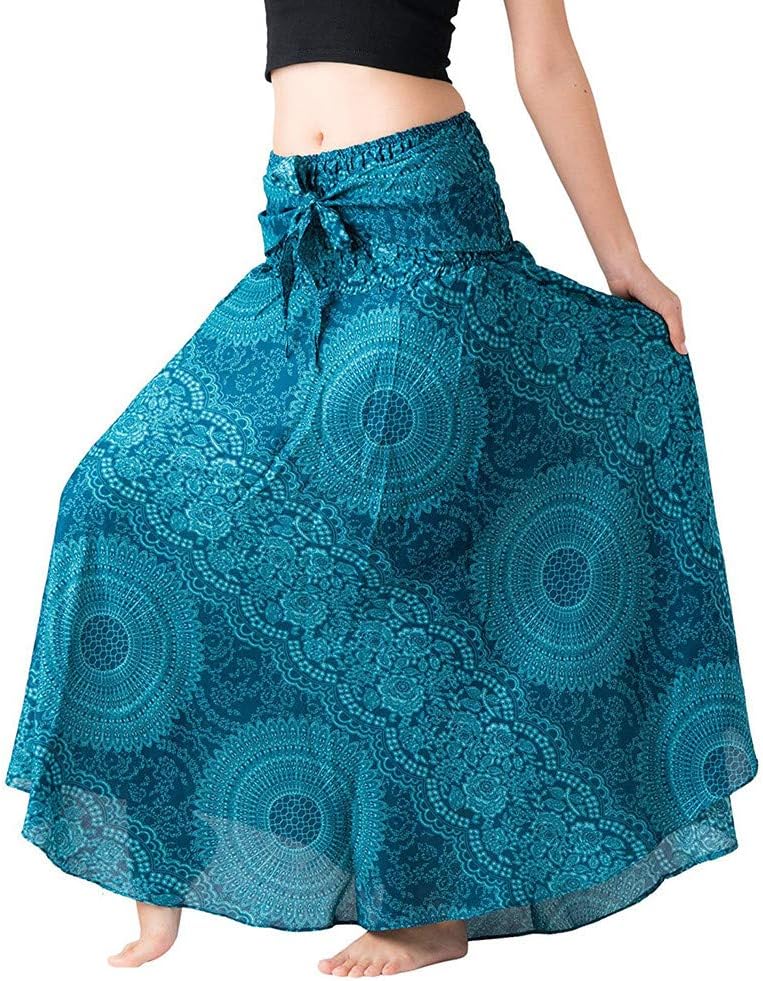 Women's Long Hippie Bohemian Skirt Gypsy Dress Boho Clothes Flowers Ethnic Style Fits Asymmetric Hem Design