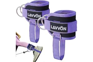 LAVVON Ankle Straps for Cable Machines Kickbacks - Adjustable Comfort Ankle Cable Attachments for Gym Ankle Cuff Cable Machine Glute Kickback Straps - Leg Extensions, Curls & Ankle Cuffs Women