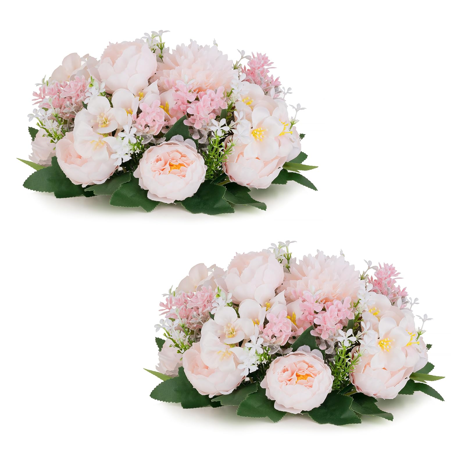 Inweder Flower Balls for Wedding Decoration - 2Pcs Pink Artificial Flowers for Wedding Centrepieces Silk Peony Balls with Plastic Base Fake Flower Ball Arrangement Bouquet for Party Anniversary Home