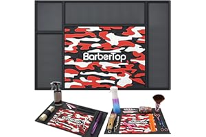 BARBERTOP Barber Slip Mat, Barber Mat Organizing Salon Haircutting Shaving Tools Slip Resistant Barber Table Mats Station Organizer Barber Tools Clippers Pad for Beauty Salon Barbershop