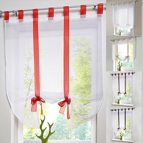 Amazon.de: Raffrollo Schlaufen Gardine Vorhang Transparent ...