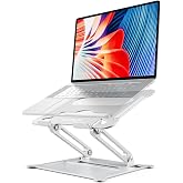 Urmust Adjustable Laptop Stand for Desk, 10-15.6&ldquo; Laptop Riser, Silver | Sturdy Aluminum Foldable Stand, Heat-Dissipation Design, Ergonomic Holder Fits MacBook/Dell/HP/Lenovo for Home/Office.