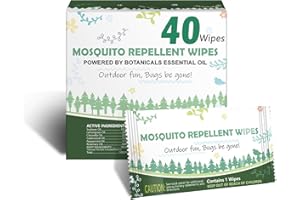 JARTC Natural Mosquito Repellent Wipes, DEET Free Insect & Bug Repellent Wipes, Easy to Use, Long Lasting, Travel Sized, 40 Packs