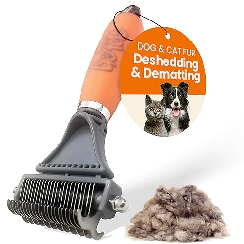 GoPets Double-Sided Dematting Tool Deshedding Brush for Dogs