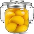 Coloch 4 Pack 64 Oz Half Gallon Glass Jar with Airtight Metal Lid, Clear Food Storage Jar Wide Mouth Glass Pantry Container f
