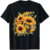 Yellow Sunflowers Cute Summer Flowers Floral Positivity T-Shirt