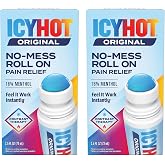 Icy Hot Original Pain Relief No-Mess Roll-On Applicator, 2.5 fl. oz., 2-Pk | Fast-acting pain relief with max strength menthol 16%, contrast therapy for backaches, joints, muscle strains and arthritis