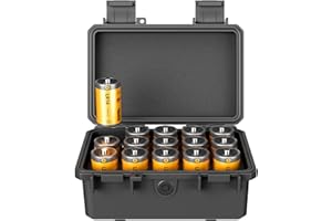 KIWIFOTOS 15 Slots C Battery Organizer Storage Case Heavy Duty IP67 Waterproof C Cell LR14 Alkaline Batteries Holder Containe