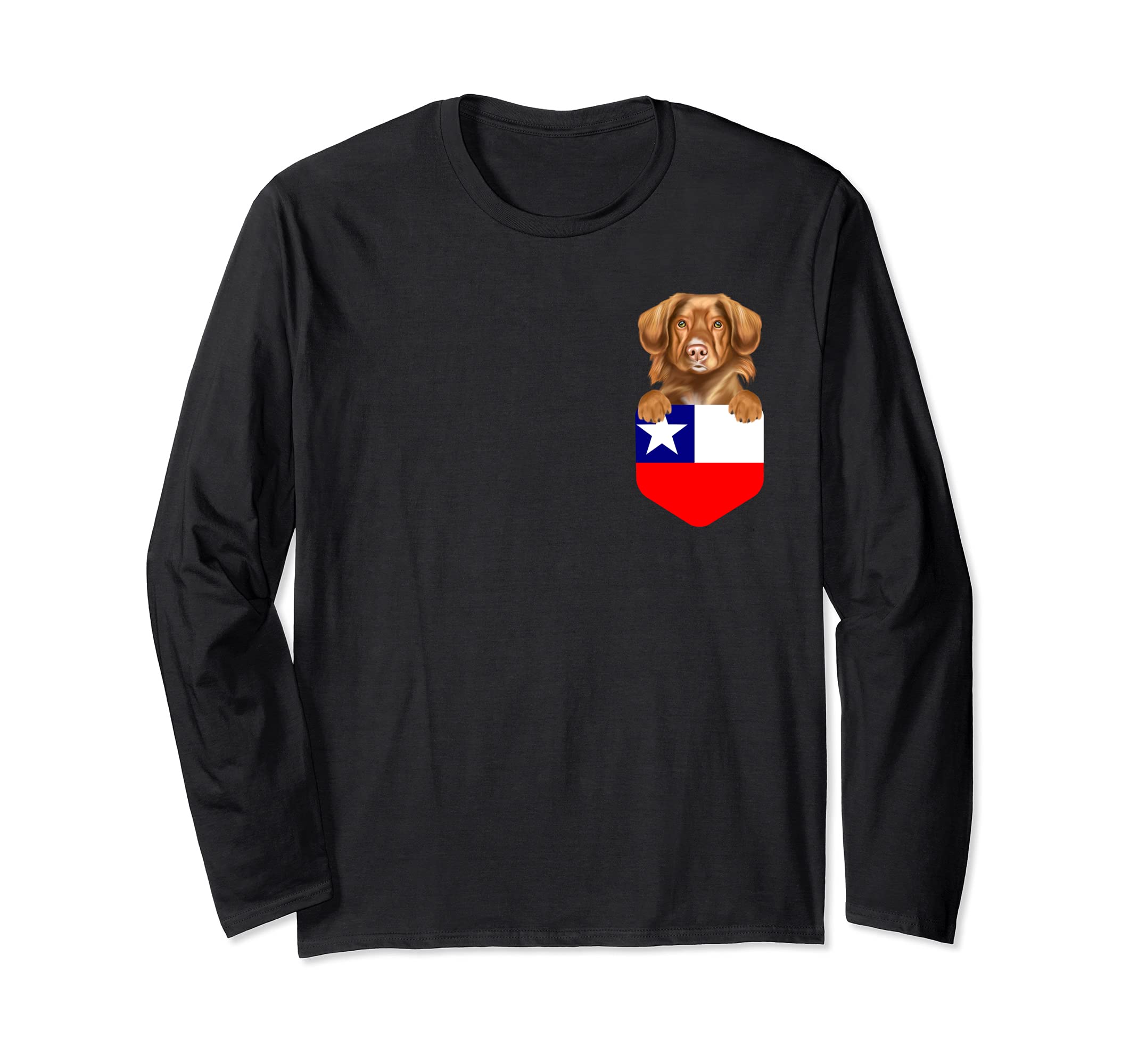 Chile Flag Duck Tolling Retrievers Dog In Pocket Long Sleeve T-Shirt