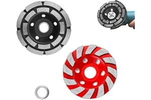 OKVEQUIP 2PACK 4Inch Diamond Cup Grinding Wheel Concrete Sanding Discs 12 Segments Heavy Duty Angle Grinder Wheels forGrinder Polishing Masonry Angle Grinding(Black and RED)