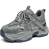 BEAU TODAY Chunky Sneakers for Women Dad Sneakers for Women Platform Lace Up Fashion Comfortable Casual Sneakers for Walking