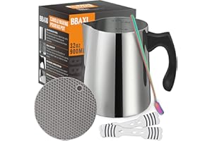 BBAXI Candle Making Pouring Pot, DIY Candle Making Kit Including 32oz/900ml Candle Making Pitcher, 2Pcs Candle Wicks Holder, 1Pc Trivet Mat and 1Pc Spoon……