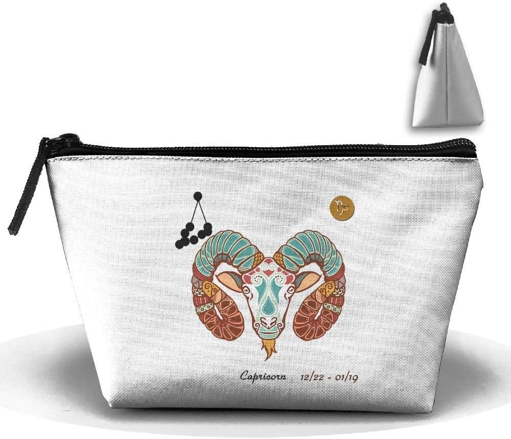 Trapezoid Toiletry Pouch Portable Travel Bag Capricorn Zodiac Pen Organizer