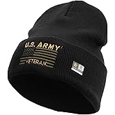 e4Hats.com US Army Veteran Flag Embroidered 12 Inch Long Knitted Beanie