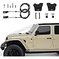 SHEAM Adjustable Limb Risers Kit Compatible with Wrangler 2018-2025 JL Gladiator JT Through the Jungle Windshield Protector Obstacle Eliminate Rope Aluminum Stainless Steel Exterior Accessories 2 PCS