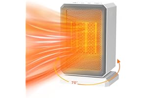 AIDENOEY Space Heater with 4 Modes，1500W PTC Energy Efficient Quiet Mini Portable Heater, 70° Oscillating Ceramic Fast Heater with Timer & Auto Shut Off Function for Office Home Indoor Use(White)