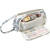 OZAOZ Large Pencil Case Pouch School Supplies Aesthetic Stationery Pen Bag for Girls Kids (D Navy blue flower)