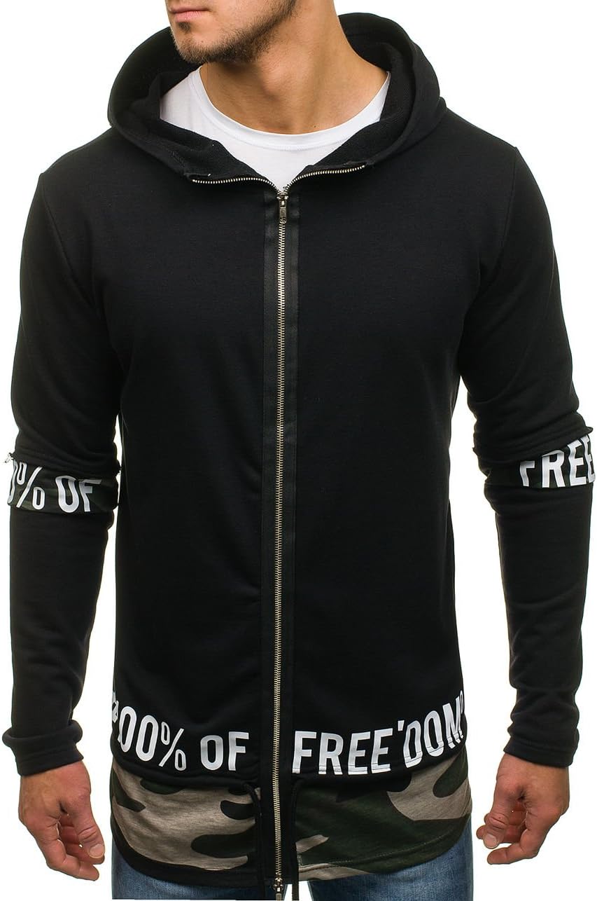 Men's Longline Hoodie Cape Printed Sweatshirt Long Pullover Plain Assassin Streetwear Urban Casual Style Mix 1A1