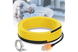 15 Feet Pipe Heat Cable for Water Pipe Freeze Protection YeloDeer, Self-Regulating Heat Tape for Metal and Plastic Pipes, Anti-Freeze Pipe Heating Trace System with, 120 V
