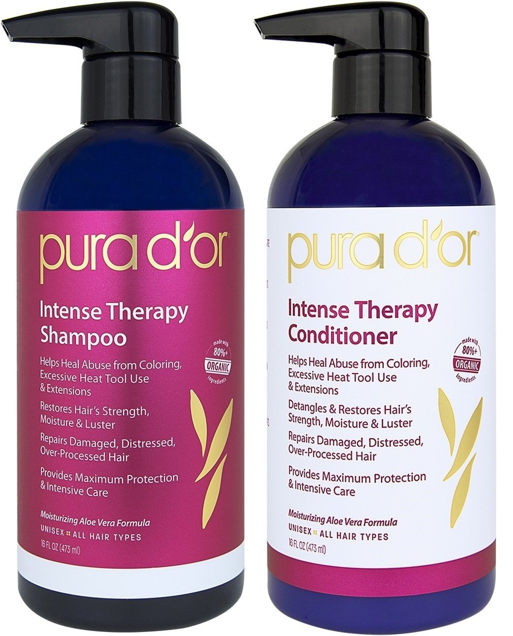 PURA D'OR Smoothing Therapy Shampoo, Conditioner, and