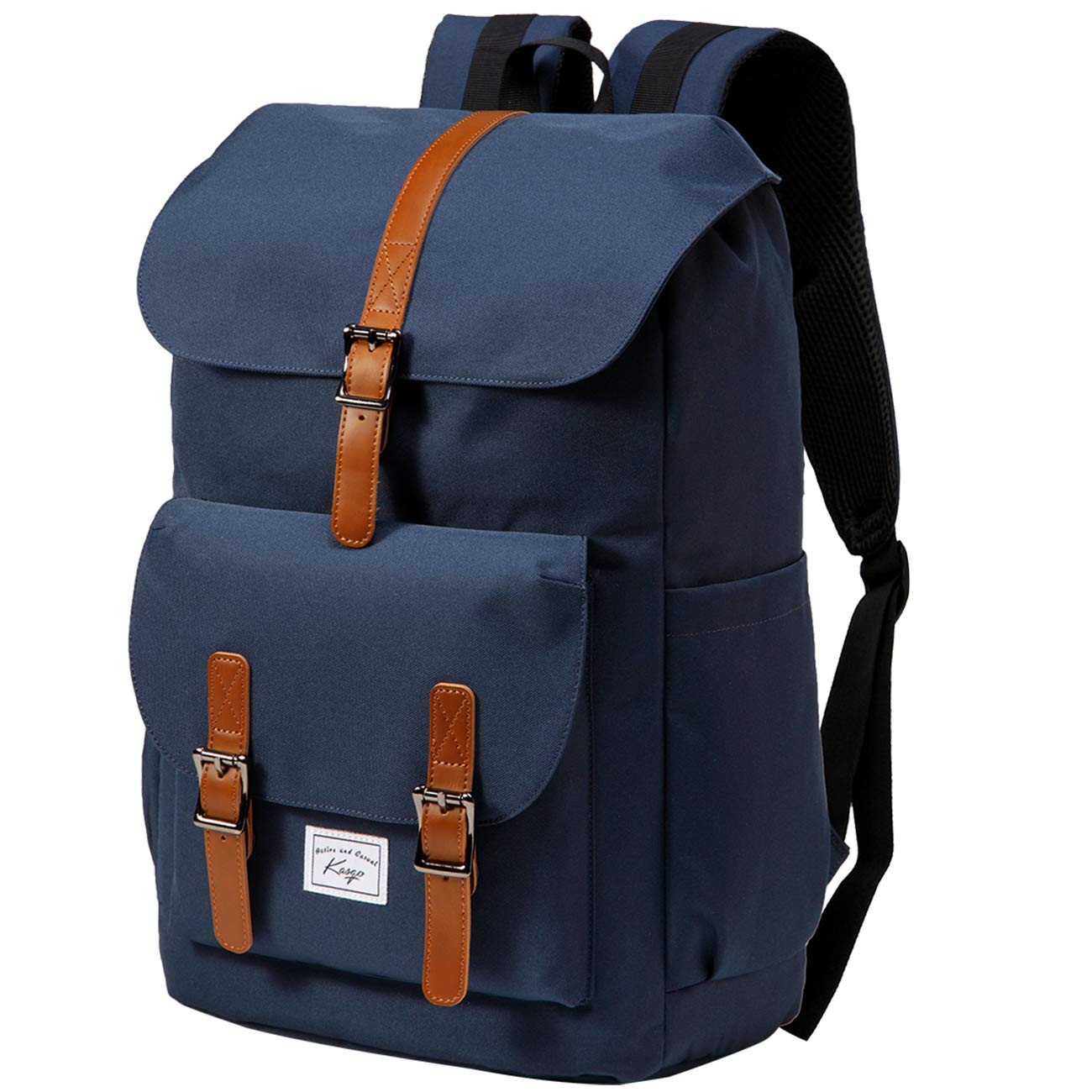 Kasgo Laptop Backpack for Men, 15.6 inch Water Resistant Travel Rucksack Bag Vintage Unisex Schoolbag Casual Daypack for Women Teens College Hiking Work Camping, Blue