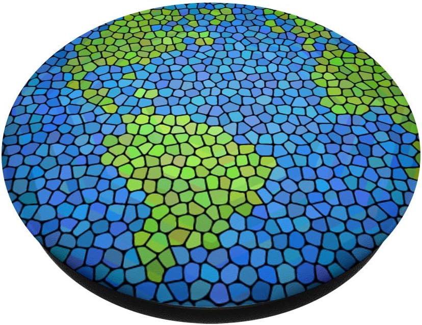 Stained Glass Planet Earth World Globe Map (Green, Blue) PopSockets Grip and Stand for Phones and Tablets - Image 3