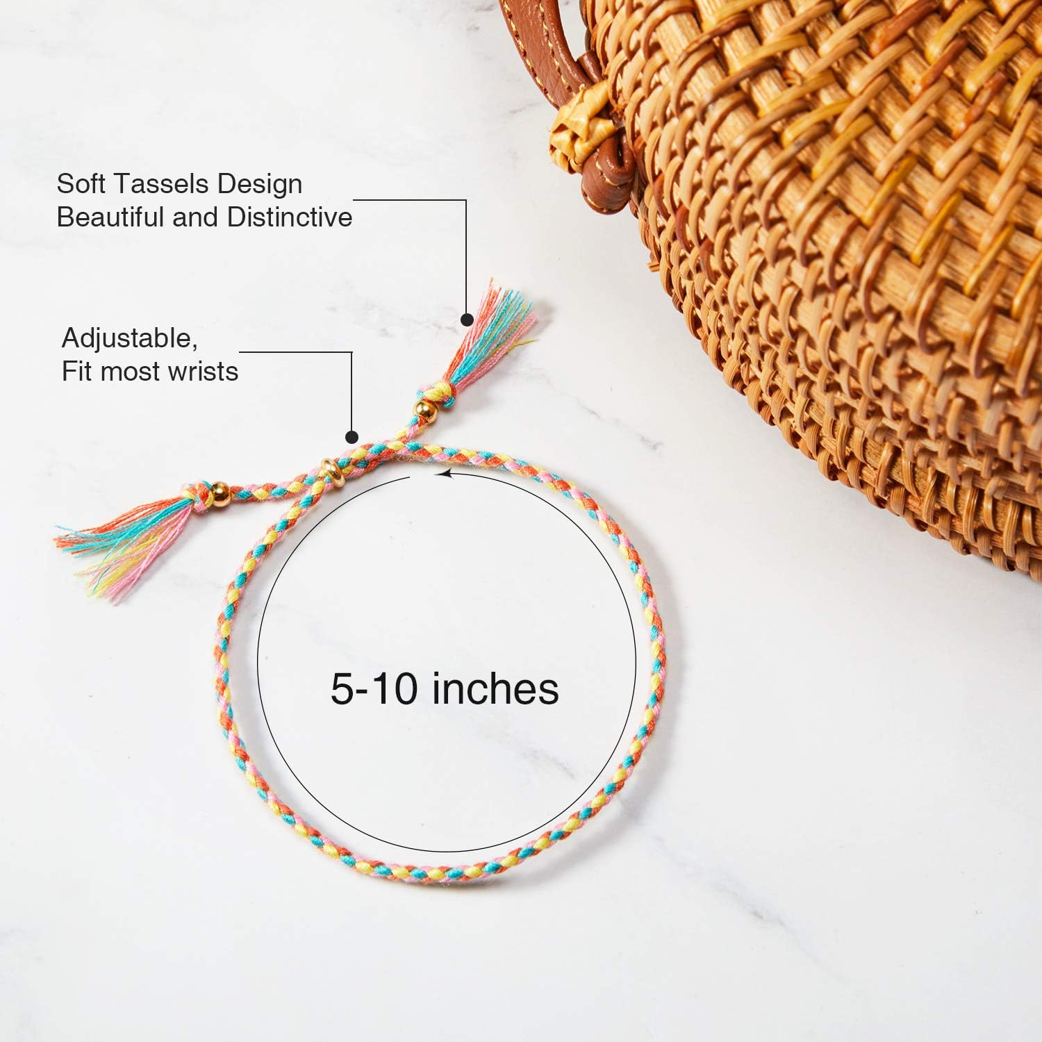 28 Pieces Woven Wrap Friendship Bracelets Handmade Braided Friendship Bracelet Adjustable Colorful Beaded Bracelet: Clothing