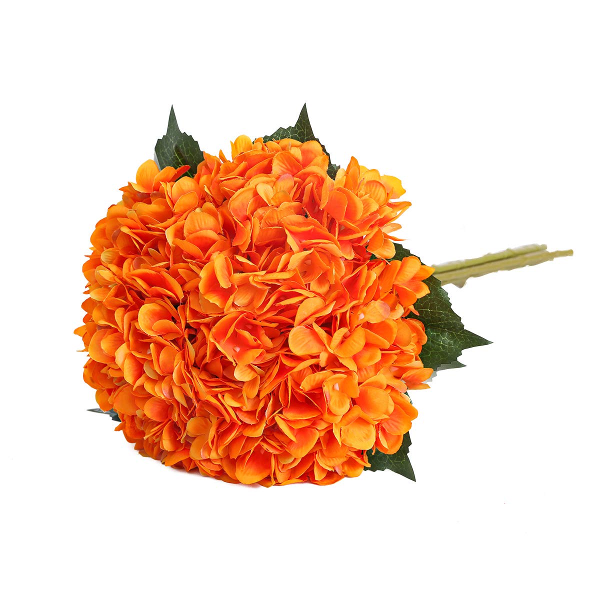 Tifuly Artificial Hydrangea Flower, 5 PCS Realistic Single Long Stem Silk 6.6 Inch Flower Head Hydrangea Bouquets for Wedding, Home, Hotel, Party Decoration, Floral Arrangement(Orange)