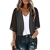 OFEEFAN Beach Cover Ups for Women 3/4 Length Sleeve Womens Tops Summer Cardigan Casual Blouses Loose Fit