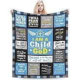 Qcaslprt Christian Gifts for Men, Child of God Blanket 60"x50" for Him, Inspirational Bible Gifts for Boys, Religious Baptism Birthday Gifts for Dad Papa Uncle