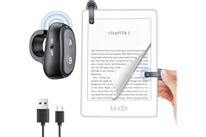 OMYPOTT Remote Control Page Turner for Kindle with USB-C Charging, Clip A & B, LED Indicator, Fingerprint-Resistant, Long Standby for eBook Readers - Easy One-Handed Control for Kindle & Kobo