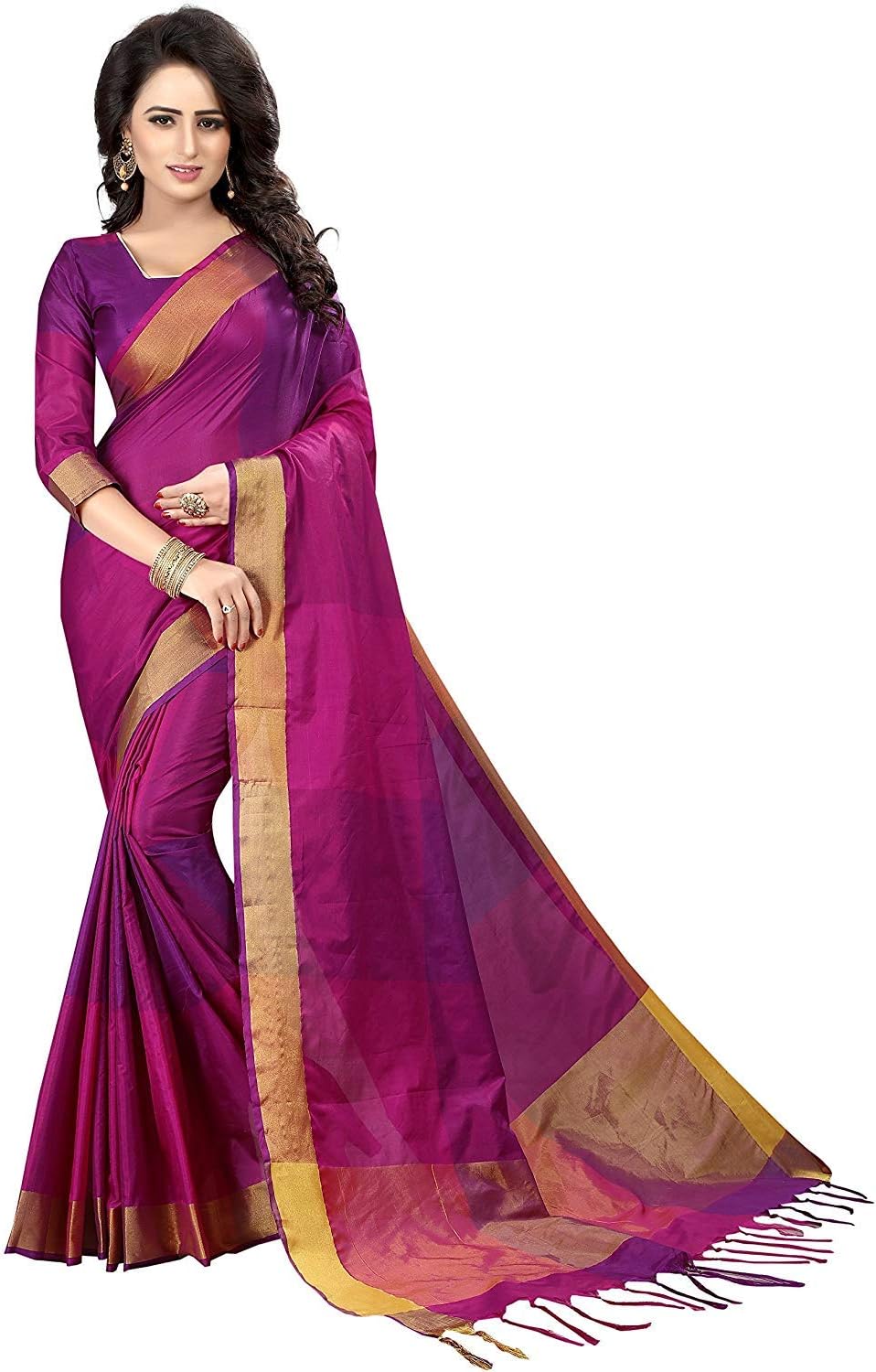 PERFECTBLUE Women's Silk Saree With Un-stitched Blouse