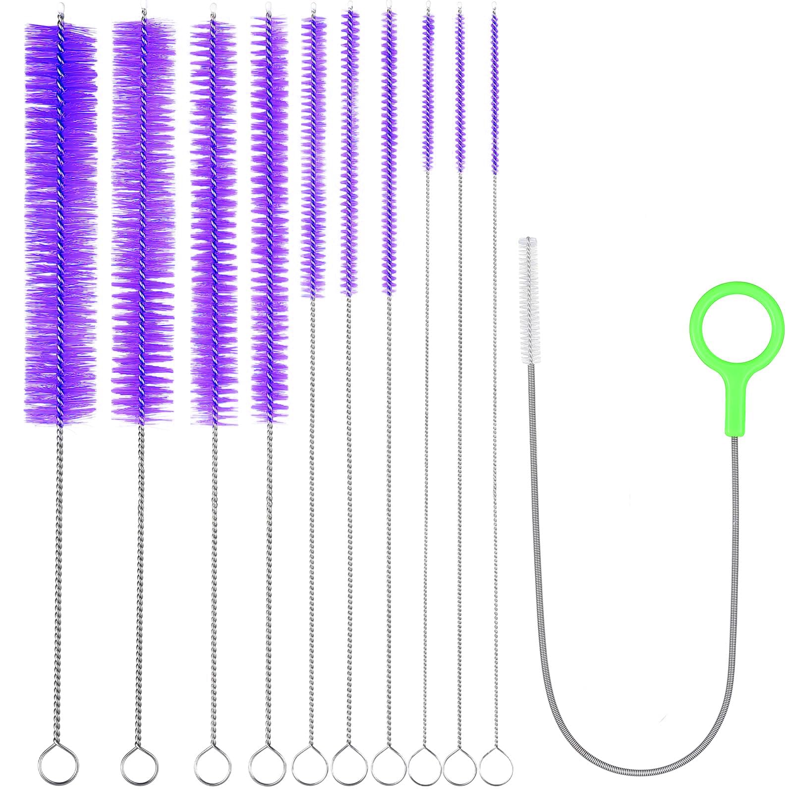 Photo 1 of 2024 Upgraded Long Straw Cleaner Brush,9.5in 10 Different Diameters Reusable Water Bottle Brush&1pcs 15in Spring Brush,Stainless Steel Nylon Tube Brush Kit for Sippy Cup,Water Bottle,Drinking Straw