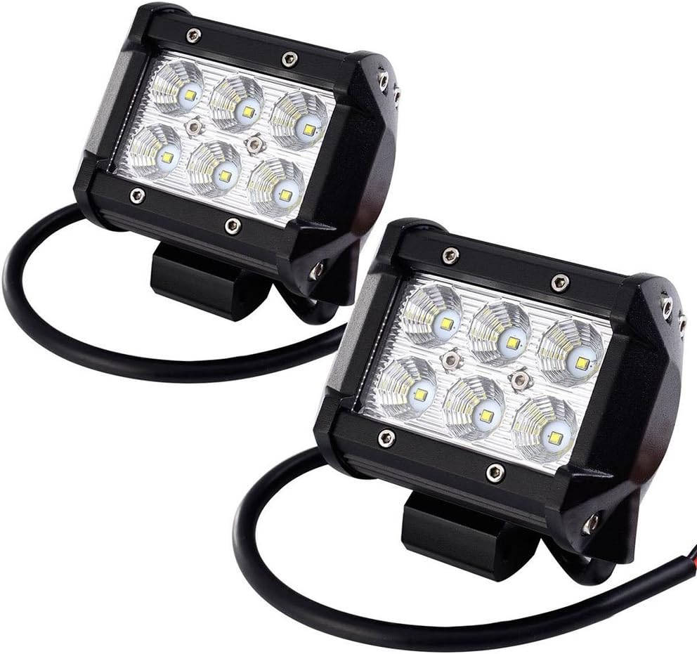 LED Light Bar,Holifar 2Pcs 18W LED Work Light Bar Flood Lights Waterproof LED Driving Lamp Work Light Pods Cube Driving Fog Lights Off Road Led Lights