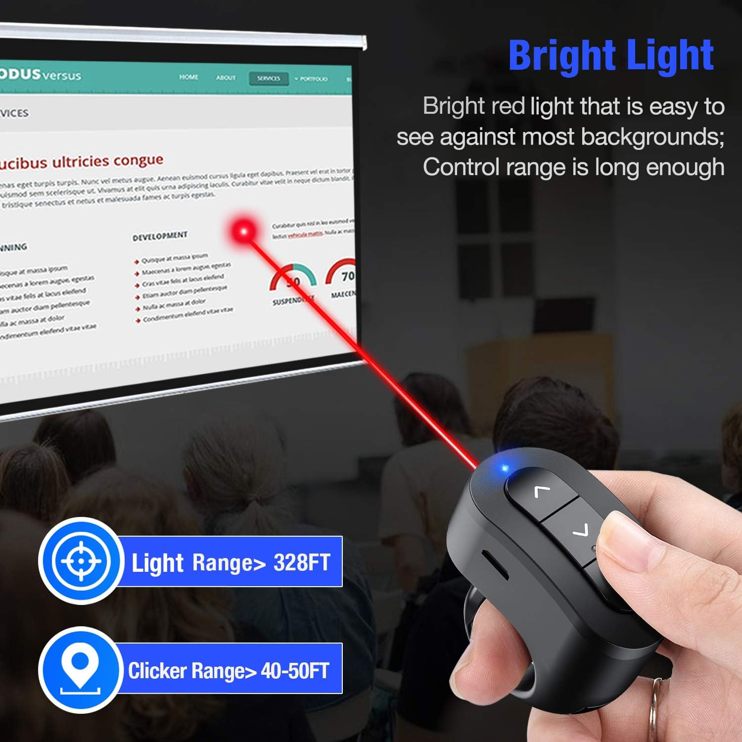 DinoFire Presentation Clicker USB Rechargeable Powerpoint Clicker, Finger Ring RF 2.4GHz Wireless Presenter Clicker for Powerpoint Presentations, Presentation Remote for Mac, Keynote, Laptop etc. : Home Audio & Theater