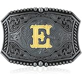 JMM Belt Buckle for Men and Women, Upgrade Western Belt Buckle Initial Letters ABCDEFG to Y-Cowboy Rodeo Belt Buckle