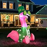 Leyndo 5FT St. Patrick's Day Inflatable Flamingo Outdoor Decorations with LED Lights Shamrock Blow Up for Yard Lawn Garden Holiday Party Festival Decor