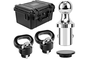 METOWARE 60618 Puck System Gooseneck Hitch Ball Kit with Case, Compatible with 2013-2025 Dodge RAM 2500 3500, 2-5/16” Hitch Ball for Truck Bed with 2 Safety Chain Anchors, 30000 lbs GTW/7500 lbs VTW