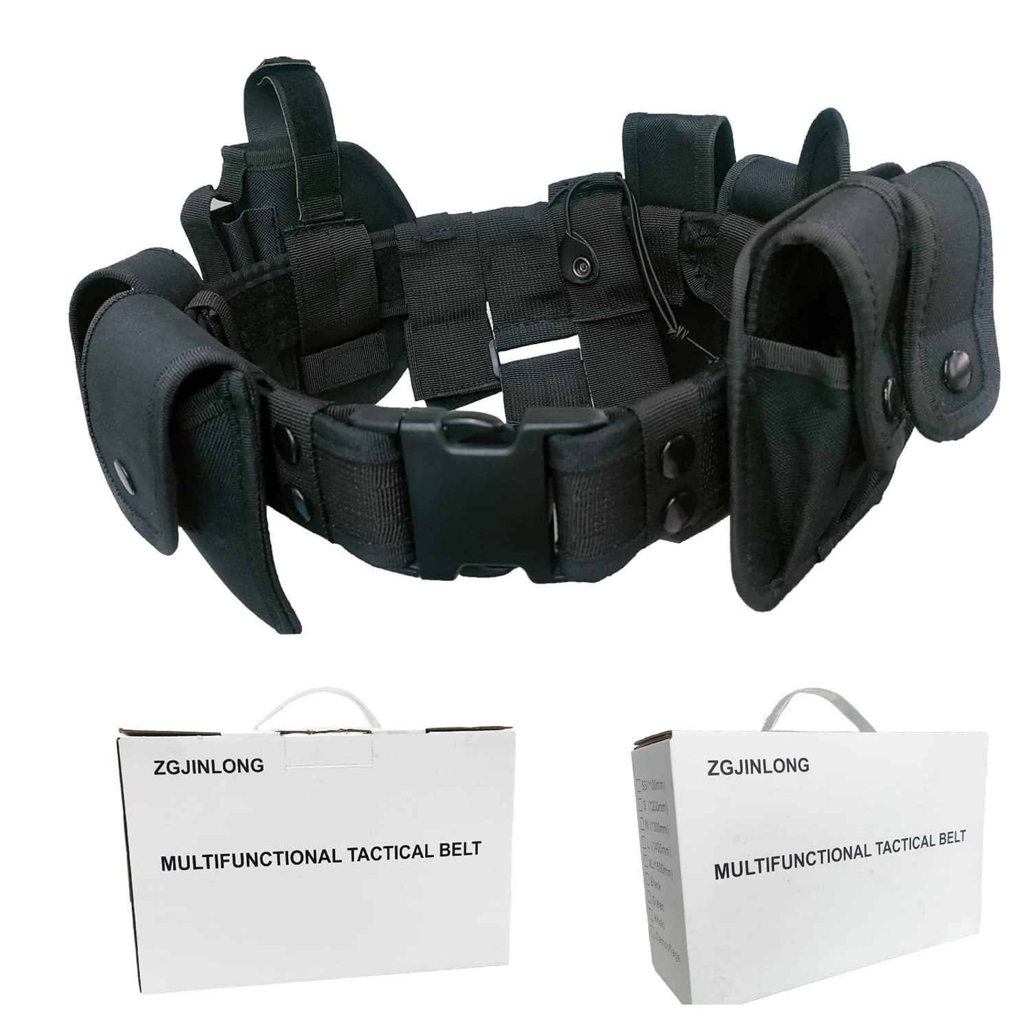 Photo 1 of ZGJINLONG 10 in 1 Police Tactical Belt Portable Gift Box Duty Security Guard Belt,Law Enforcement Tactical Equipment System Set (Black, 10pcs