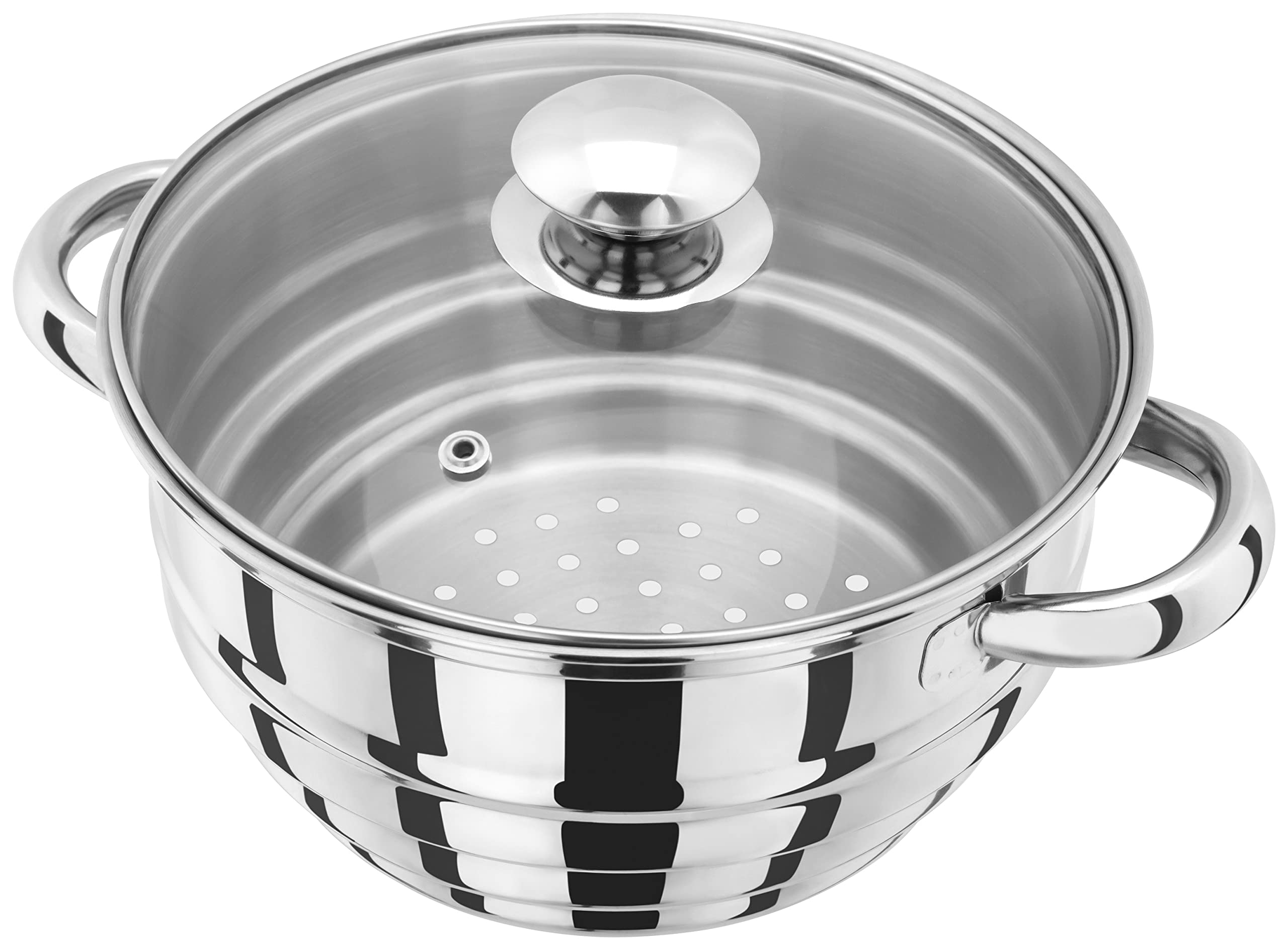 Judge Steamer Insert Stainless Steel Stepped Steamer Insert Colander with Twin Handles fits most 16cm, 18cm or 20cm Pans