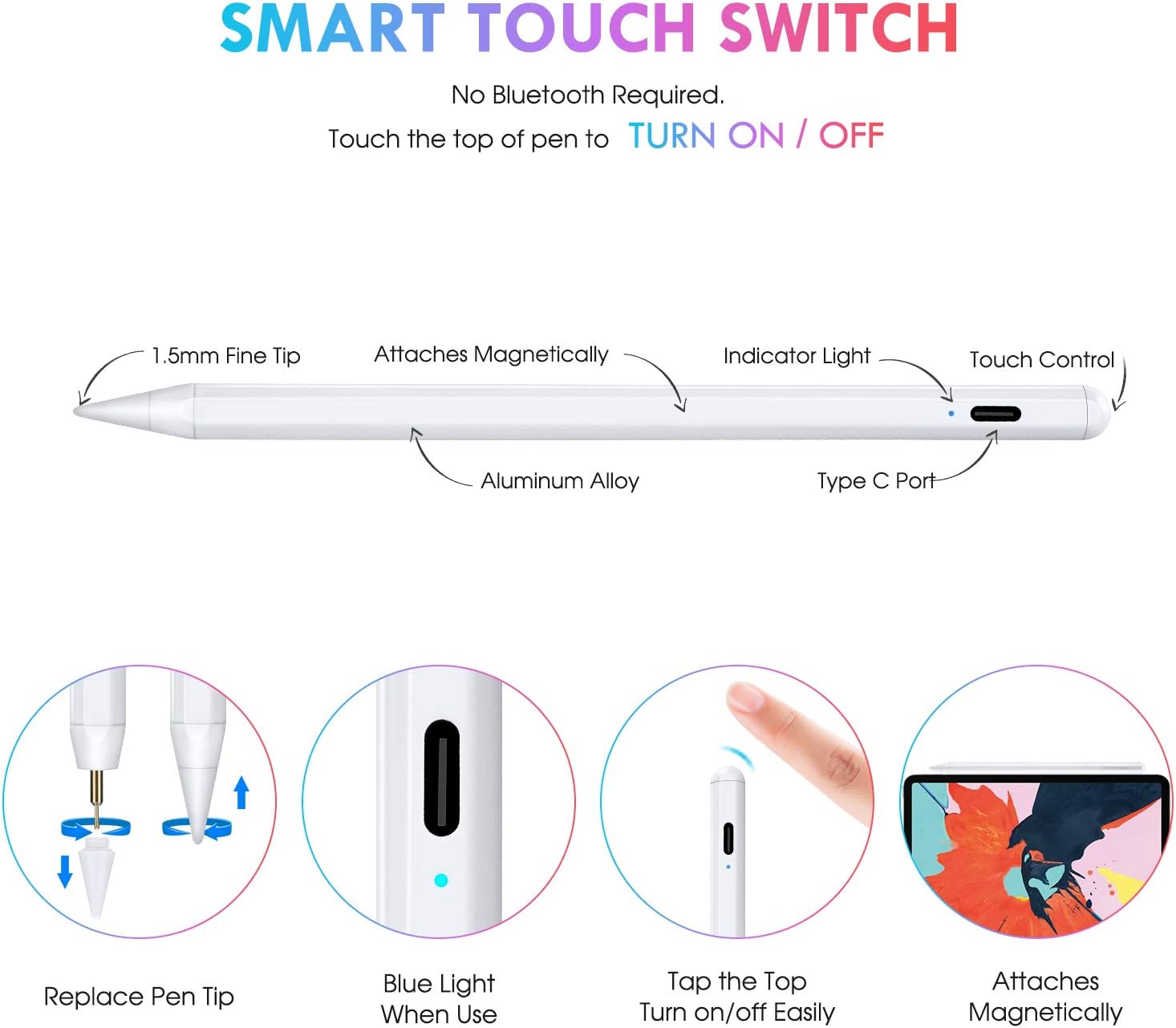 Stylus Pen Compatible with Apple iPad, iPad Pencil with No Lag, High Precision, Tilt, Palm Rejection, for iPad 6th, iPad Mini 5th, iPad Air 3rd Gen, iPad Pro (11/12.9"): Electronics