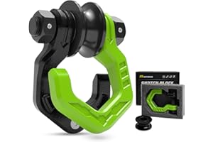 AUTORICH Snatch Block Shackle, 3/4" D Ring Shackle with Pulley, 57320lbs Break Strength Snatch Block Pulley, Towing Winch Snatch Block for Off Road Vehicle Recovery, Black Green 1-Pack