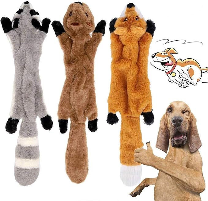 3 Pack Dog Squeaky Chew Toys No Stuffing Dog Toys Plush Animal Dog Toys