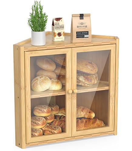 Amazon.com: BAMBANG Corner Bread Box for Kitchen Countertop