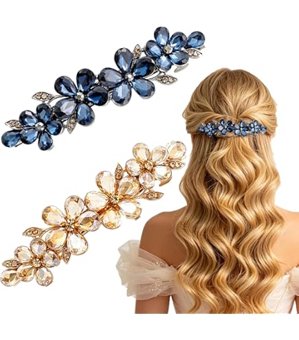 Amazon.com : Yheakne Pearl Crystal Wedding Hair Clip  display picture 1