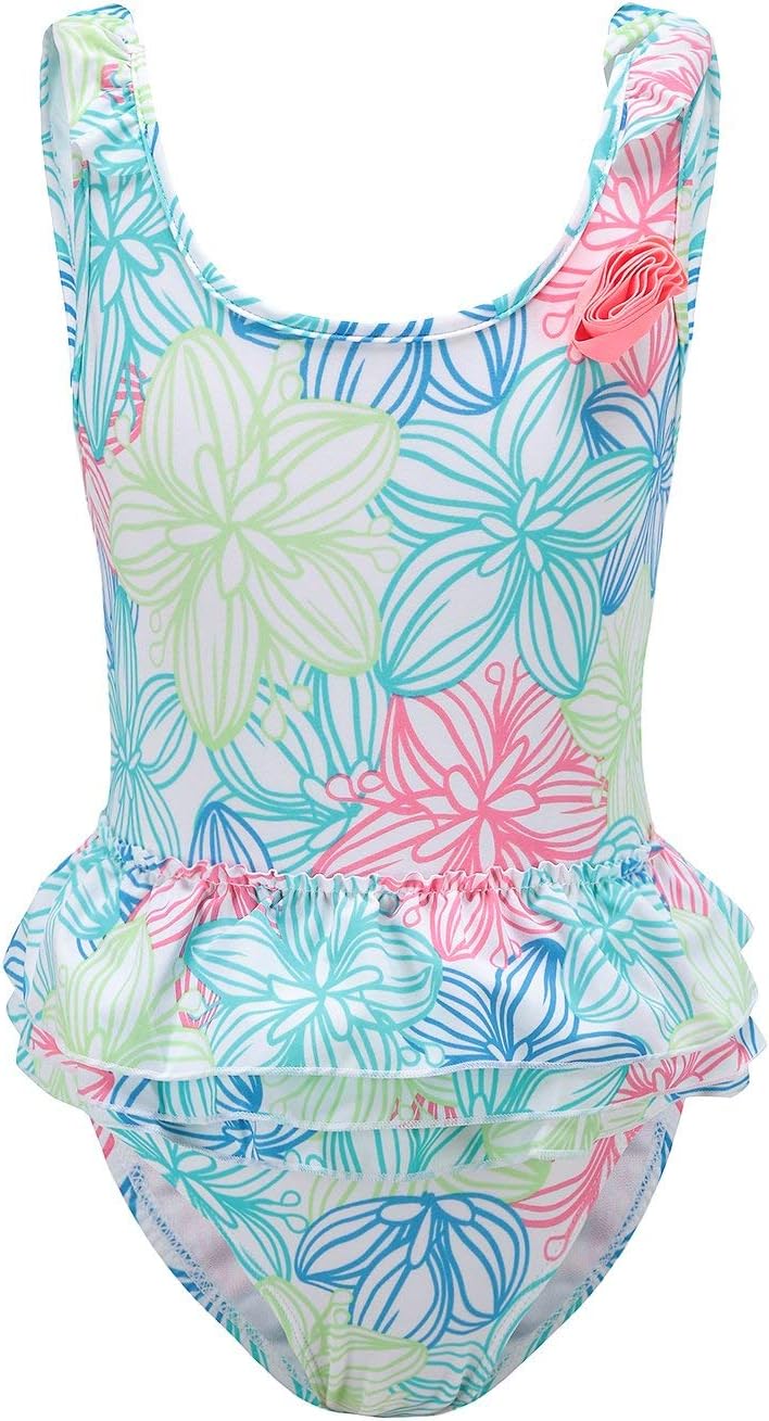 Girls One Piece Swimsuits Hawaiian Ruffle Swimwear Beach Bathing Suit