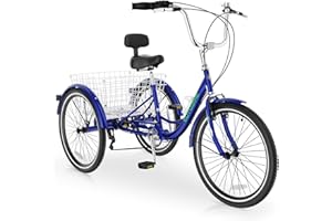 MOPHOTO Adult Tricycles Three Wheels Cruiser Bike 7 Speed, Adult Trikes 20/24/26 inch Wheels Low Step-Through, Three-Wheeled Bicycles for Women, Men, Seniors
